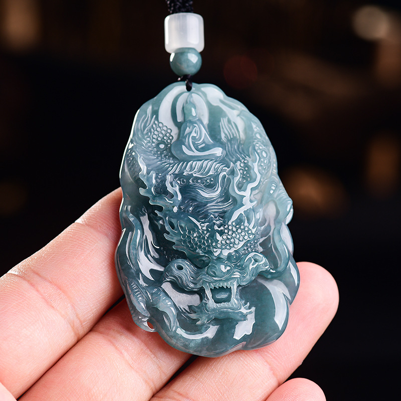 Women'S Fashion Gifts - Natural Burmese Jadeite Dragon Pendant Necklace