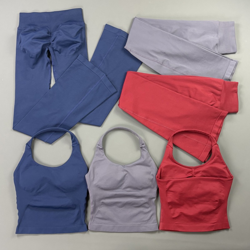 Women'S Fashion Leggings - 2Pcs Flare Leggings Set Seamless Halter
