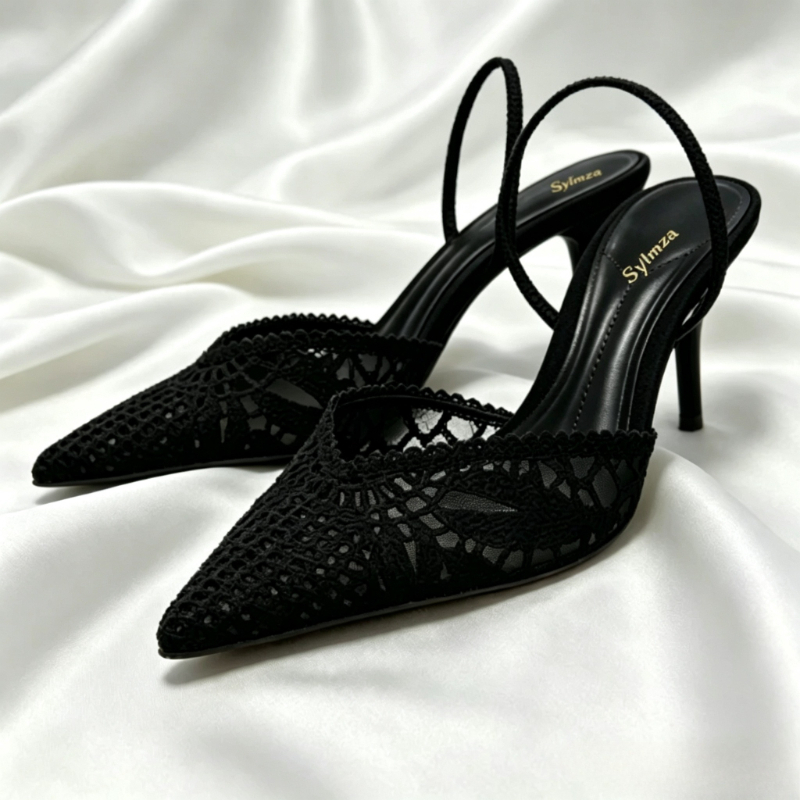 Women'S Fashion Line - Novely Hollow Woven Design Heels for
