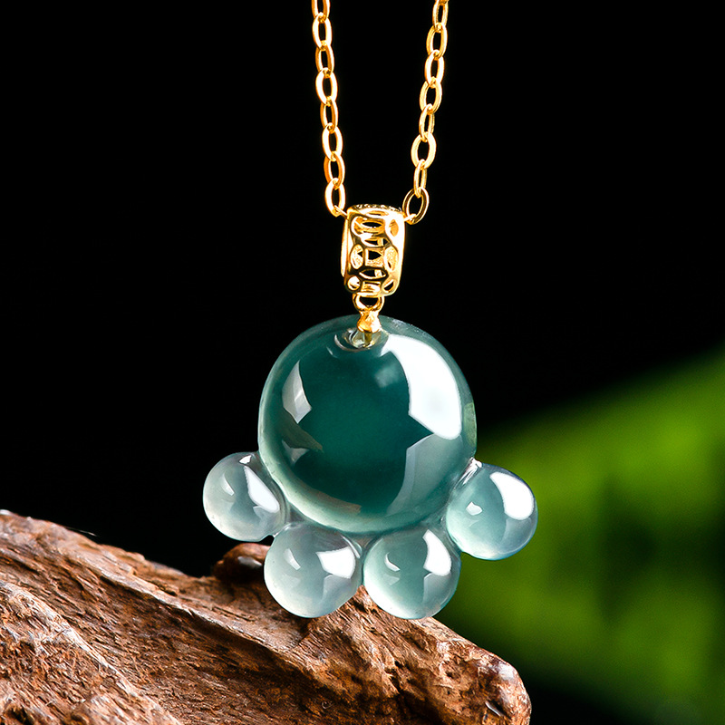 Women'S Fashion Gifts - Natural Real Emerald Blue Water Jade