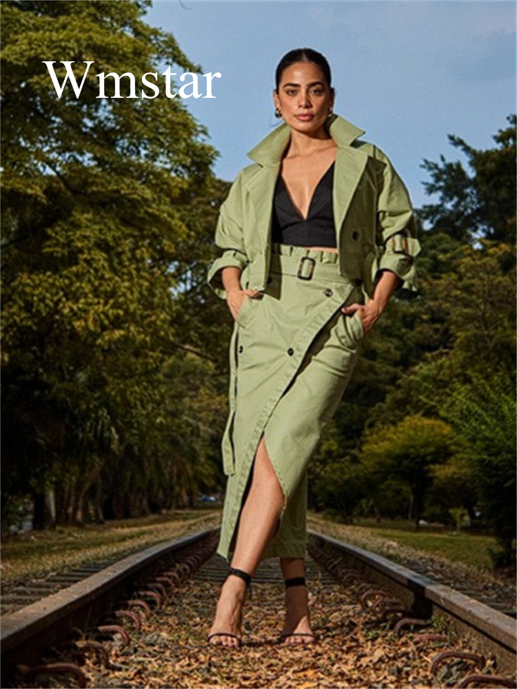 Belted Shirt Dress - Wmstar 2 Piece Sets Women New