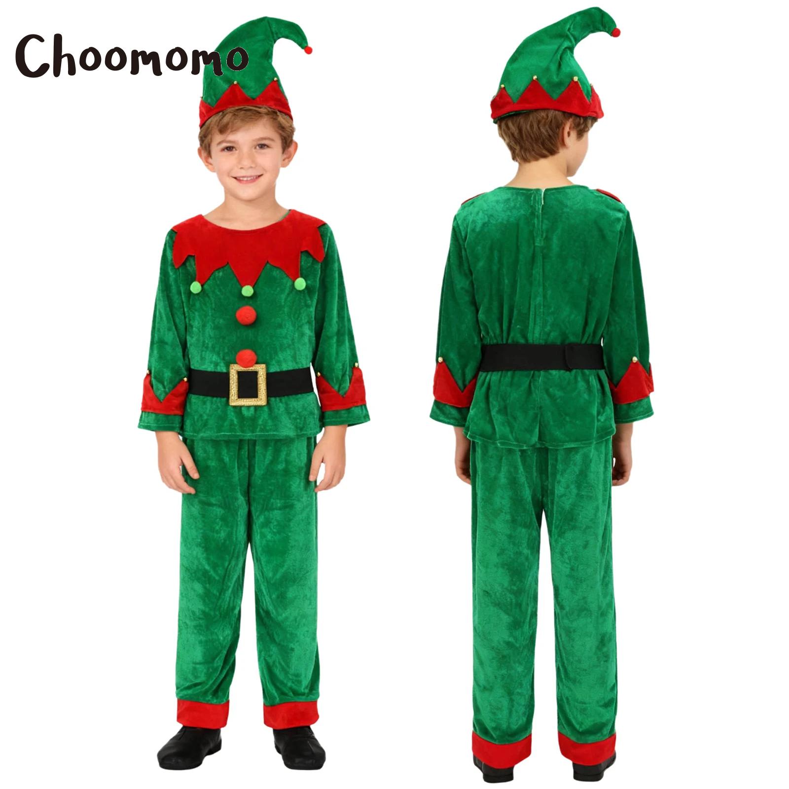Belted Shirt Dress - Boys Christmas Elf Costume Xmas Santa