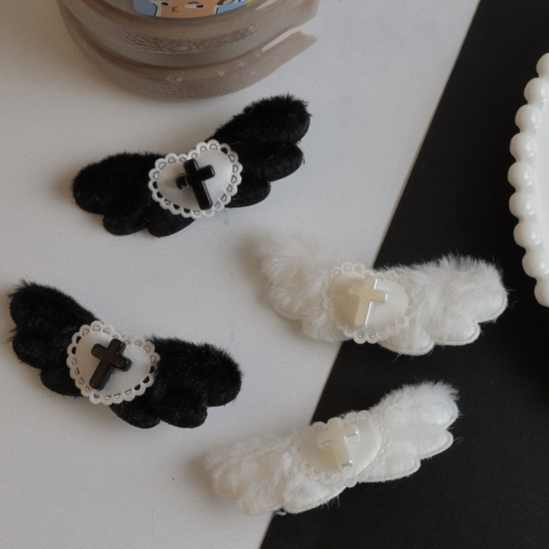Women'S Y2K Fashion Aesthetic - Gothic Heart Angel Wing Hair Clips