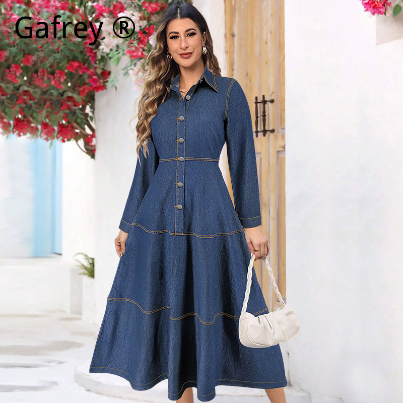 New Fashion Denim Jean Shirt D - Belted Shirt Dress review and price