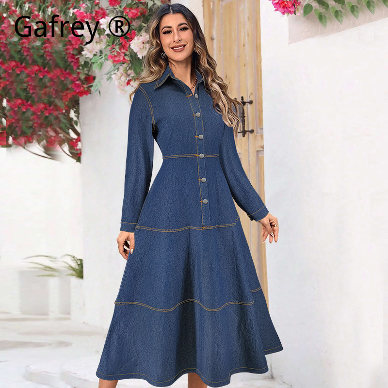 New Fashion Denim Jean Shirt D - Belted Shirt Dress review and price
