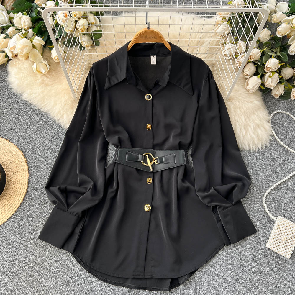 Ele Long Sve White irt Dr Wome - Belted Shirt Dress review and price