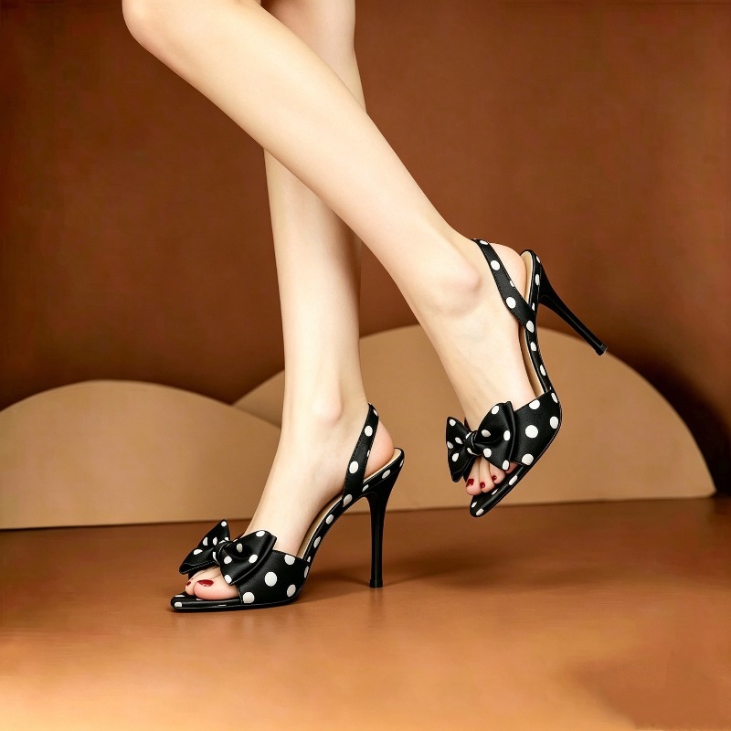 French Polka Dot Bow Pointed T - Women Fashion Ideas review and price
