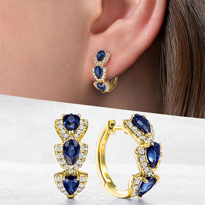 New Klein Blue Zircon Hoop Ear - Women'S Fashion Magazines review and price