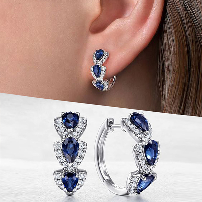 New Klein Blue Zircon Hoop Ear - Women'S Fashion Magazines review and price