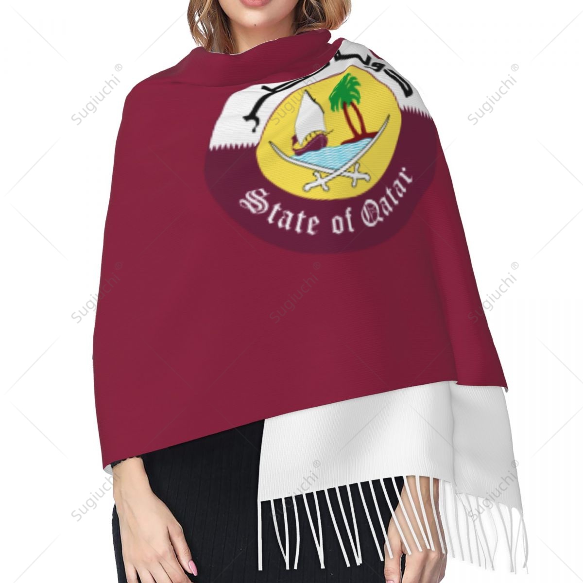 Qatar Emblem Flag Scarf Pashmi - Women Fashion Qatar review and price