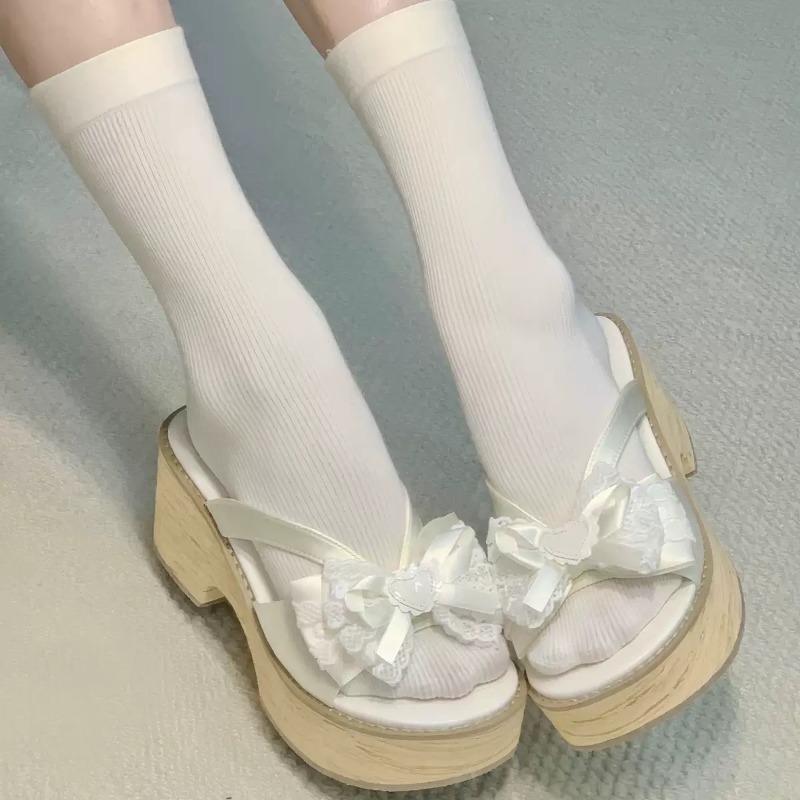 Sweet Bow Wood Grain Thick Bot - Women'S Fashion Line review and price