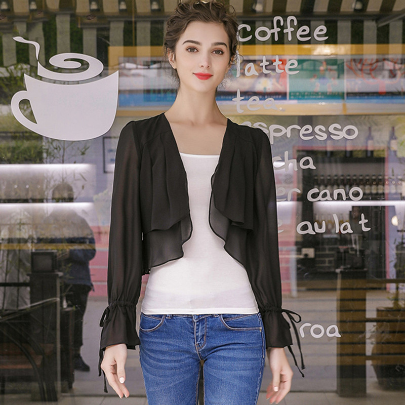 Women Ruffled Sleeve thin chif - Women'S Fashion Kimono review and price